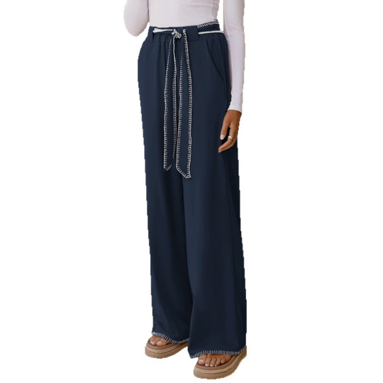 Damen Weitgeschnittene Freizeit-Hose mit elastischem Bund und lässigem Design Heidi-Mode
