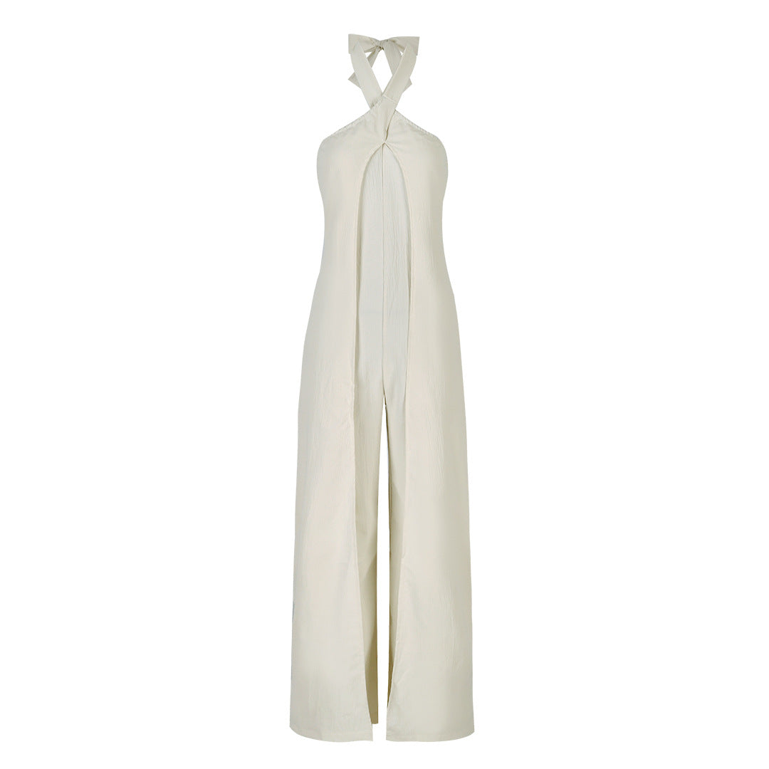 Damen Jumpsuit mit elegantem Cross-Back und weiten Beinen Heidi-Mode