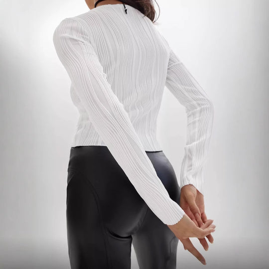 Damen Langarmshirt mit elegantem Rippenmuster Heidi-Mode