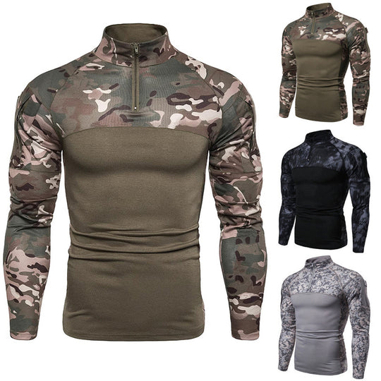Herren Funktionspullover mit Teilreißverschluss und modernem Camouflage-Design Heidi-Mode