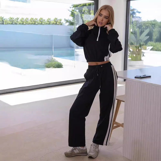 Damen Sportliches Lounge-Set mit hohem Kragen und elastischen Bündchen Heidi-Mode