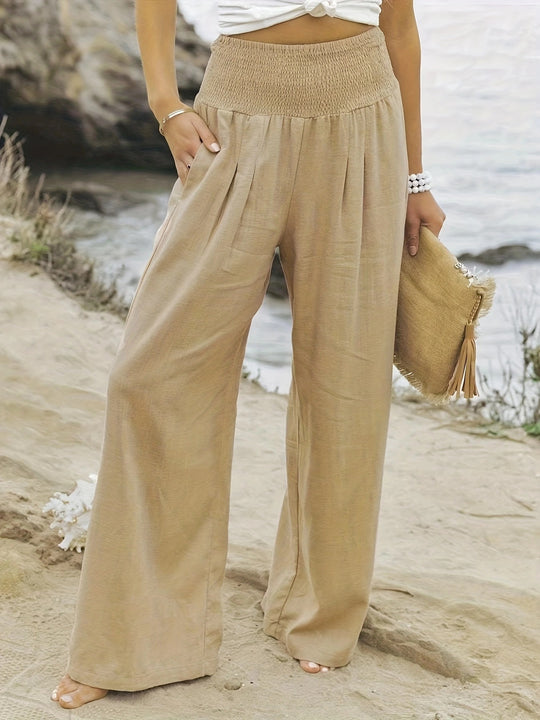 Damen weite Sommerhose mit elastischem Bund und elegantem Faltenwurf Heidi-Mode