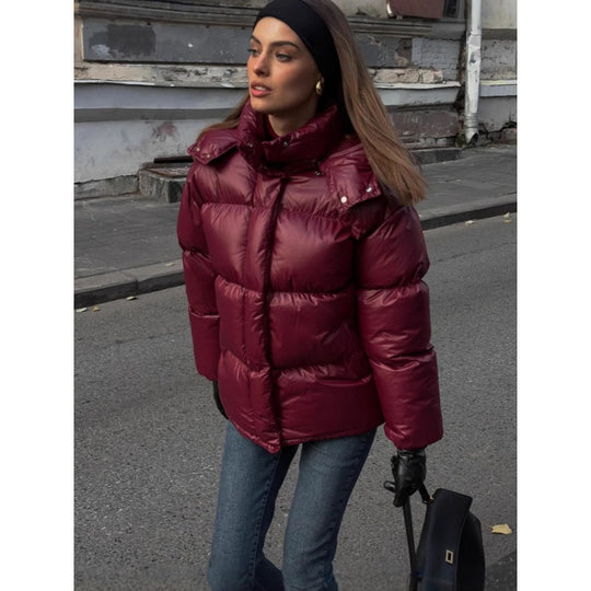 Damen Steppjacke mit glänzender Oberflächenstruktur Heidi-Mode