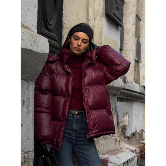 Damen Steppjacke mit glänzender Oberflächenstruktur Heidi-Mode
