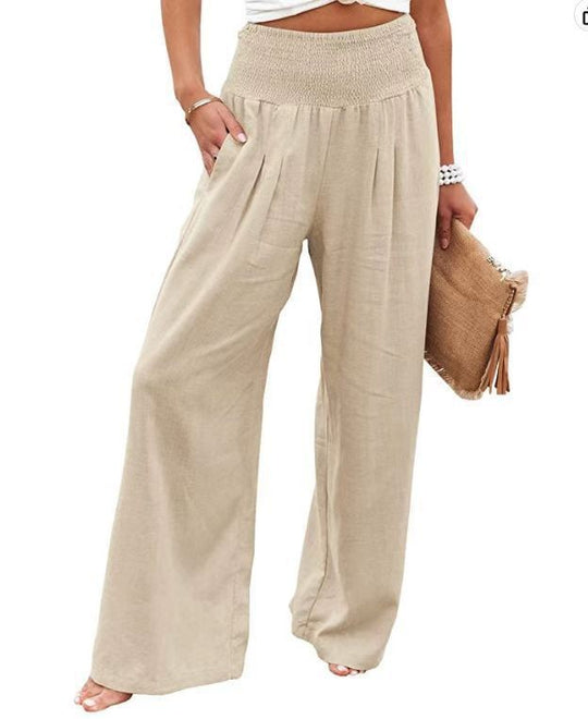 Damen Weite Sommerhose mit elastischem Bund und lockerer Passform Heidi-Mode
