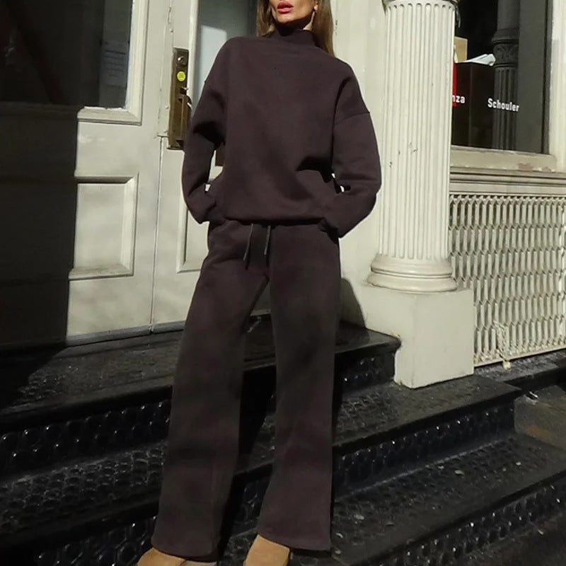 Damen Lässiges und gemütliches Travel-Set mit hohem Kragen und weitem Schnitt Heidi-Mode