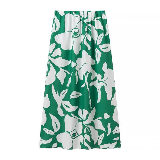Damen Maxirock mit floralem Design und elastischem Bund Heidi-Mode