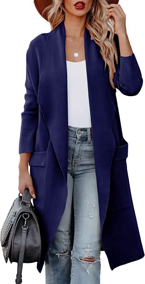 Damen lässiger Cardigan mit langen Ärmeln und praktischen Taschen Heidi-Mode