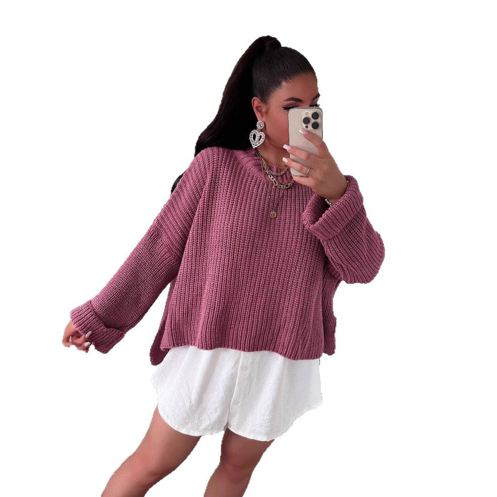 Damen oversized Strickpullover mit strukturiertem Lochdesign und lässigem Schnitt Heidi-Mode