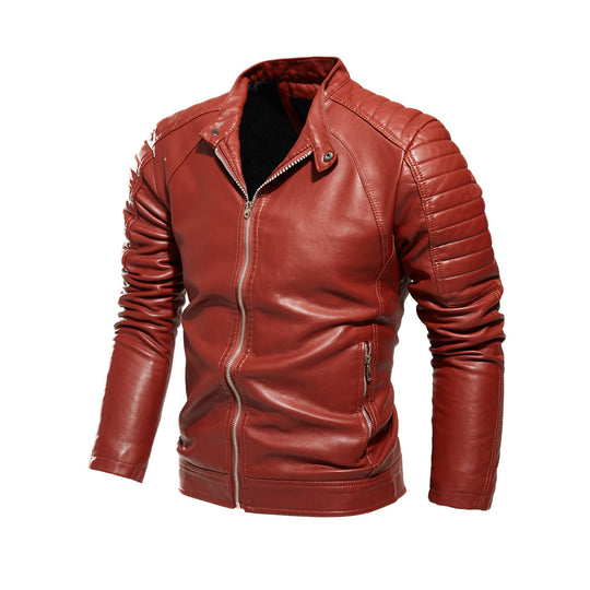 Herren Kunstlederjacke mit strukturierten Einsätzen Heidi-Mode