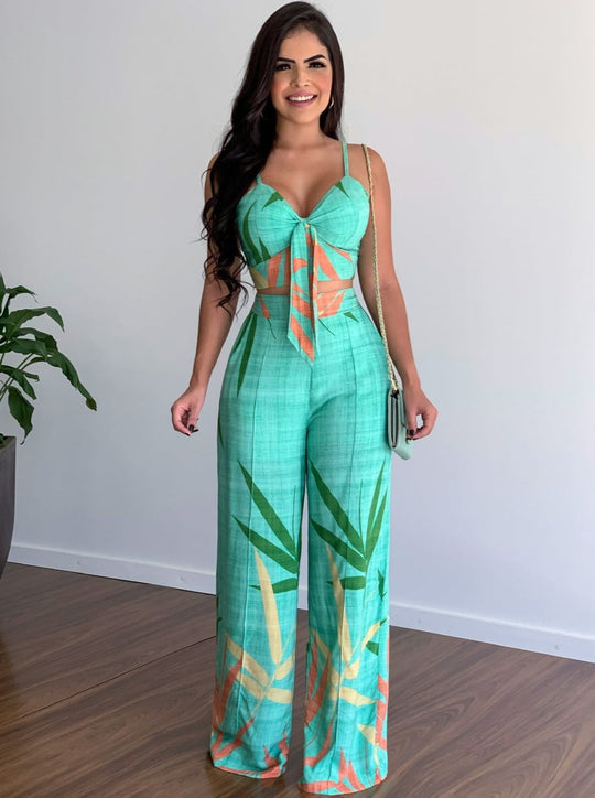 Eleganten Crop-Top und Hose Set stilvolle Eleganz