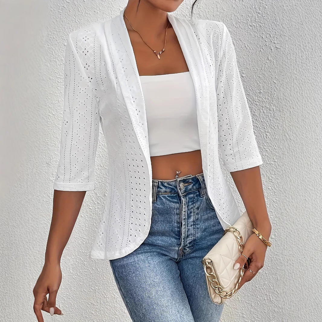 Damen Blazerjacke mit Lochmuster und lässigem Schnitt Heidi-Mode