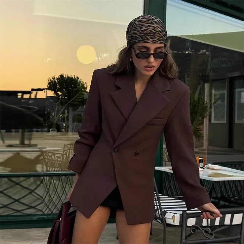 Damen Doppelt verarbeitete Blazerjacke mit elegantem Schnitt und praktischen Taschen Heidi-Mode