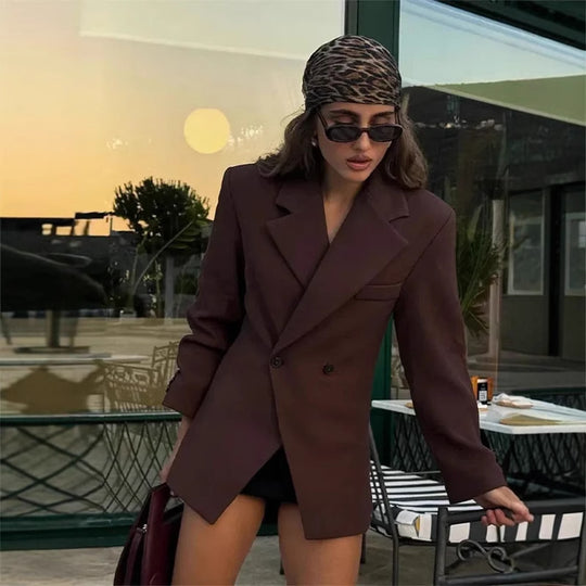 Damen Doppelt verarbeitete Blazerjacke mit elegantem Schnitt und praktischen Taschen Heidi-Mode