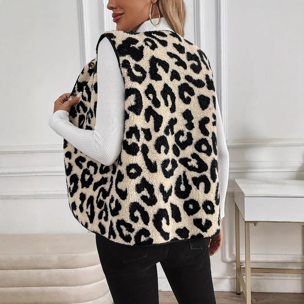 Damen Kuschelige Leo-Fleece-Weste Heidi-Mode