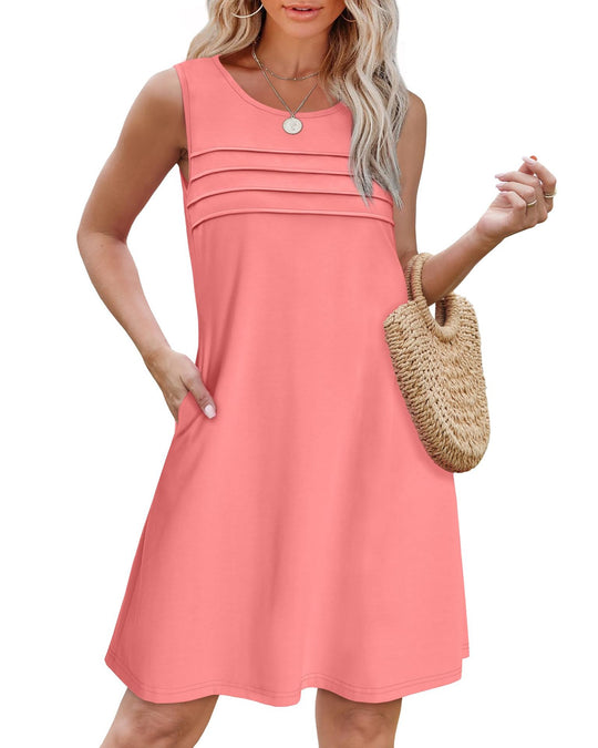 Damen Sommerkleid mit eleganter Faltenstruktur und praktischen Eingrifftaschen Heidi-Mode