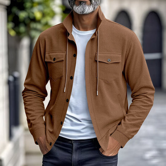 Herren Cordjacke mit vertikaler Struktur und praktischen Brusttaschen Heidi-Mode