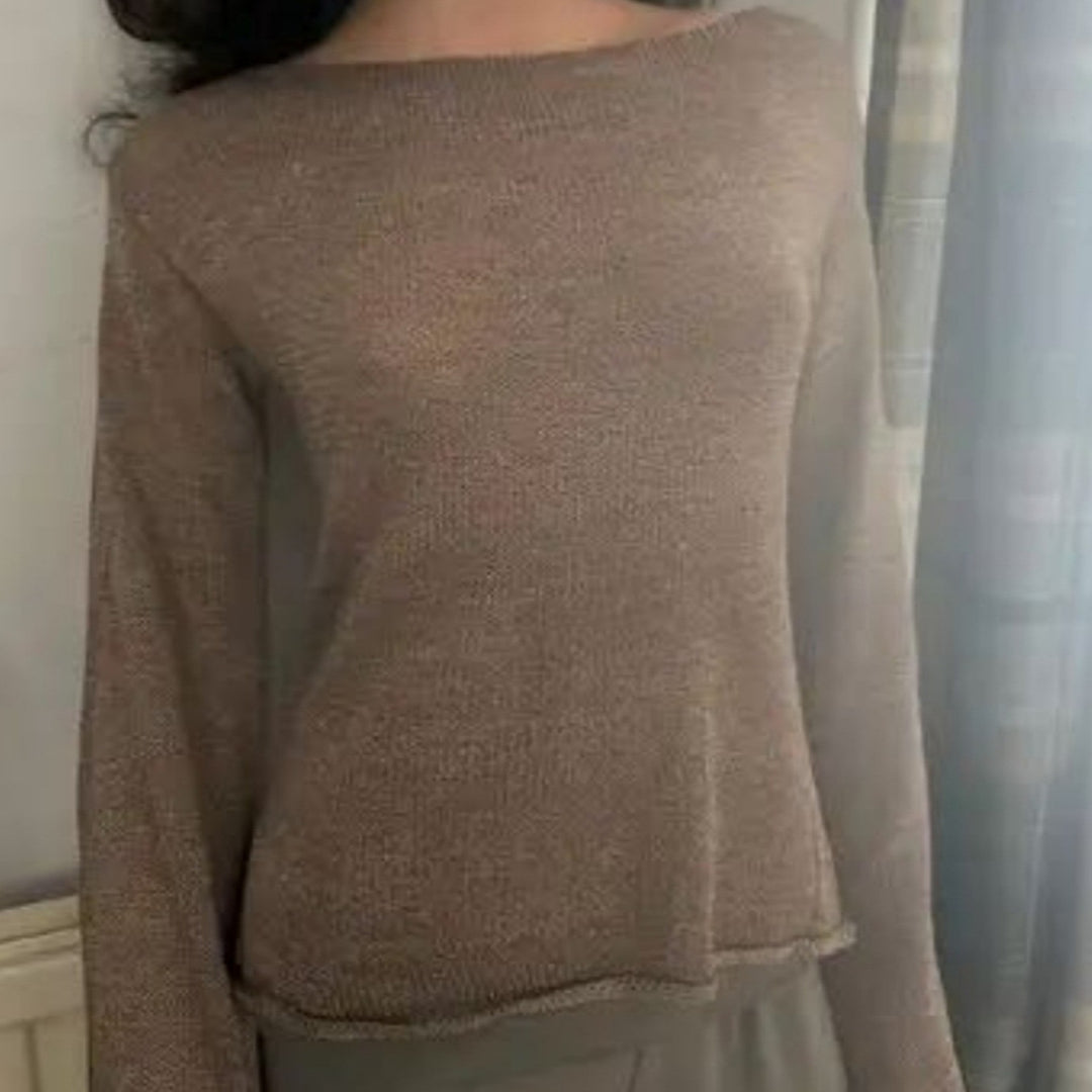 Damen Eleganter Feinstrickpullover mit lässigem Schnitt und Rundhalsausschnitt Heidi-Mode