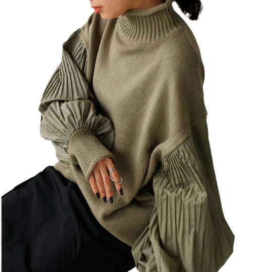 Damen Oversized Pullover mit strukturierten Puffärmeln Heidi-Mode