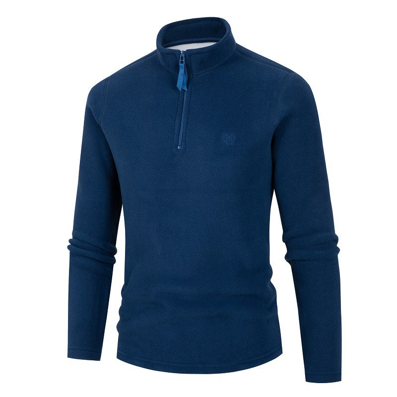 Herren Fleece Pullover mit Stehkragen und Reißverschluss Heidi-Mode