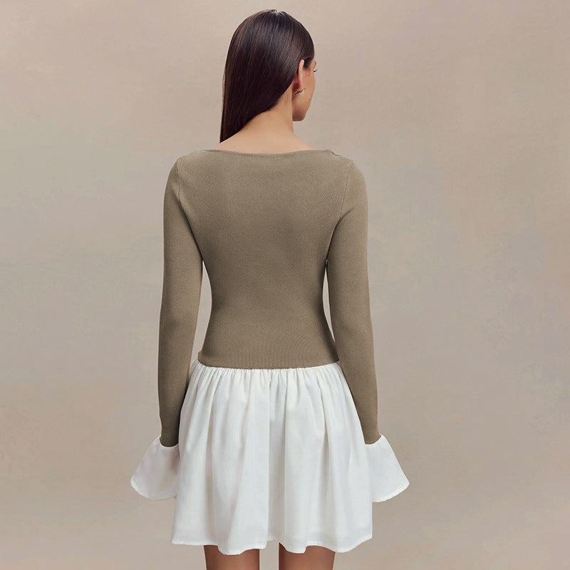 Damen Modisches Kleid mit kontrastierendem Rock Heidi-Mode