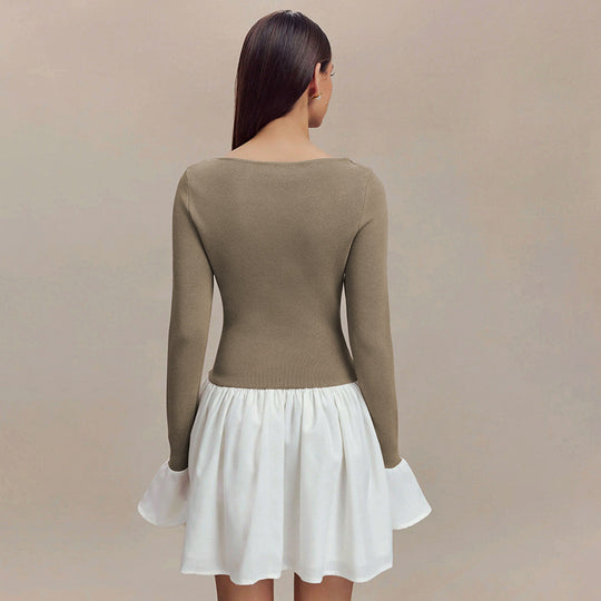 Damen Modisches Kleid mit kontrastierendem Rock Heidi-Mode