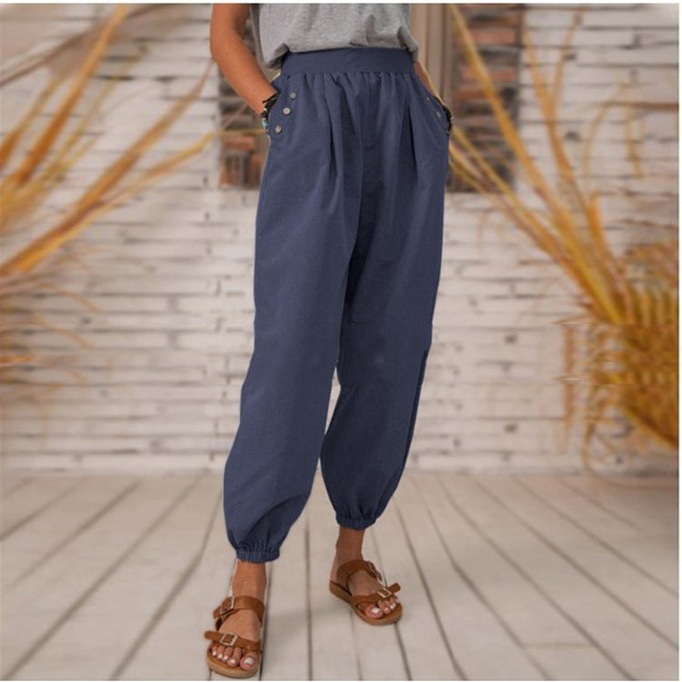 Damen Bequeme Hose mit seitlichen Taschen und Gummibund Heidi-Mode