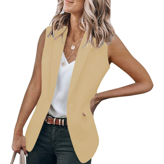 Damen ärmelloser Blazer mit modernen Taschen Heidi-Mode
