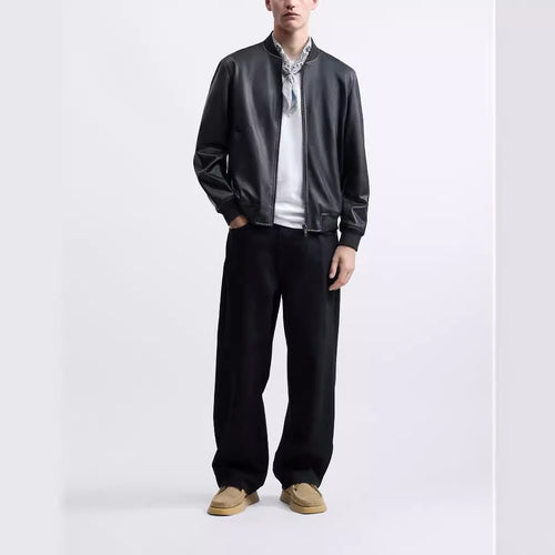 Herren stylische Bikerjacke aus hochwertigem Kunstleder mit praktischen Taschen Hedi-Mode