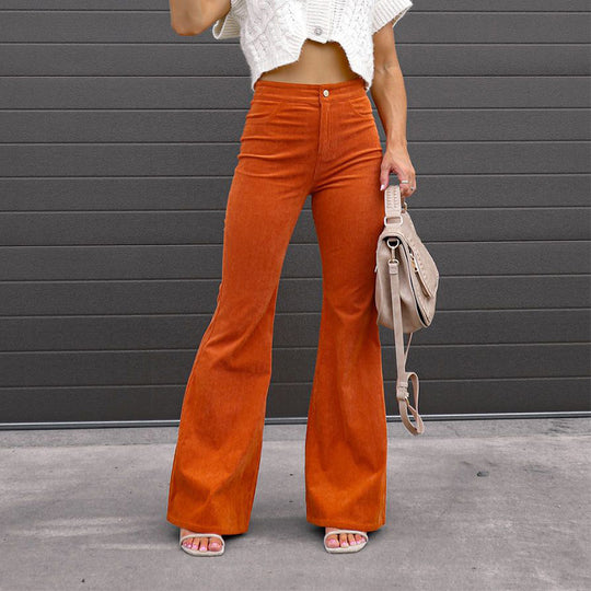 Damen Flared Jeans mit hohem Bund und vertiefenden Taschen Heidi-Mode
