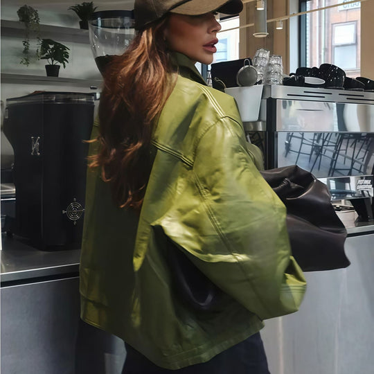 Damen Trendige Oversized-Jacke mit lässigem Schnitt und voluminösen Ärmeln Heidi-Mode