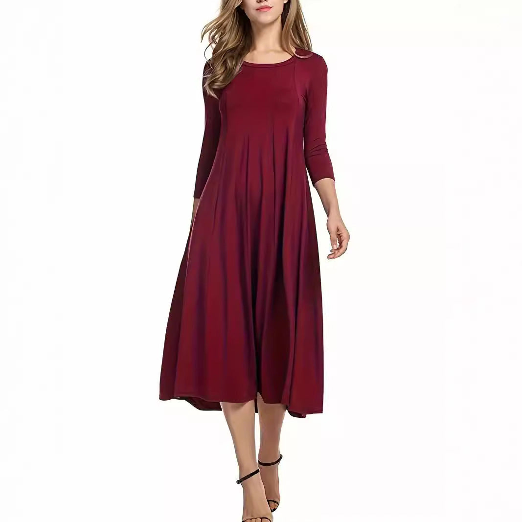 Damen Midi-Kleid mit schmeichelndem Schnitt und 3/4-Ärmeln Heidi-Mode