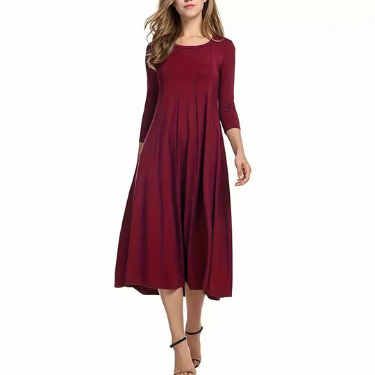 Damen Midi-Kleid mit schmeichelndem Schnitt und 3/4-Ärmeln Heidi-Mode