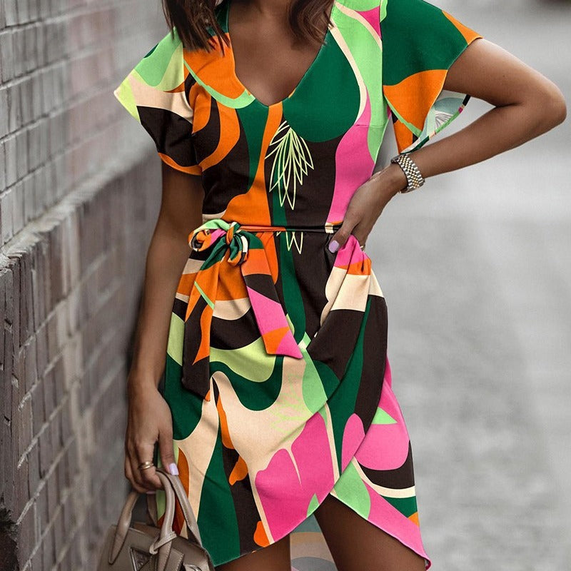 Damen Wickelkleid mit floralem Muster und eleganten Rüschendetails Heidi-Mode