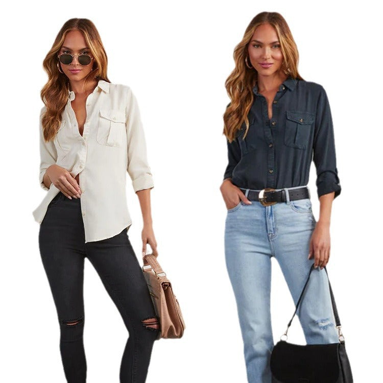 Damen Jeanshemd mit praktischen Brusttaschen und lässigem Schnitt Heidi-Mode