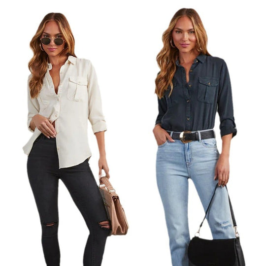 Damen Jeanshemd mit praktischen Brusttaschen und lässigem Schnitt Heidi-Mode