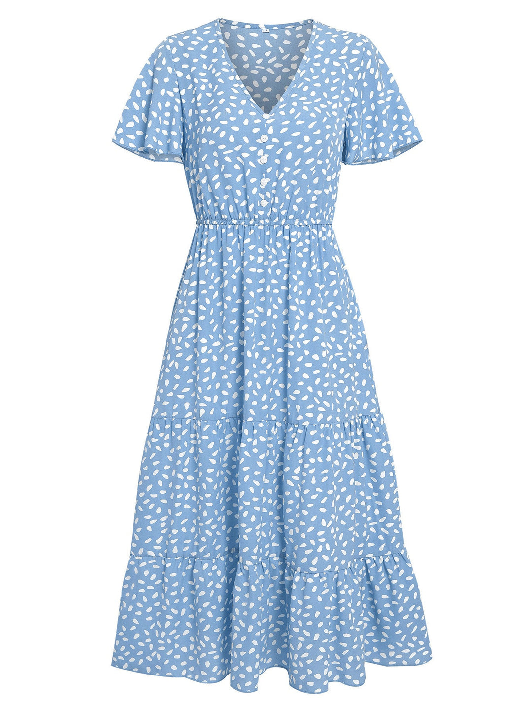 Heidi-Mode | Damen Kurzarm A-Linien Midi Kleid