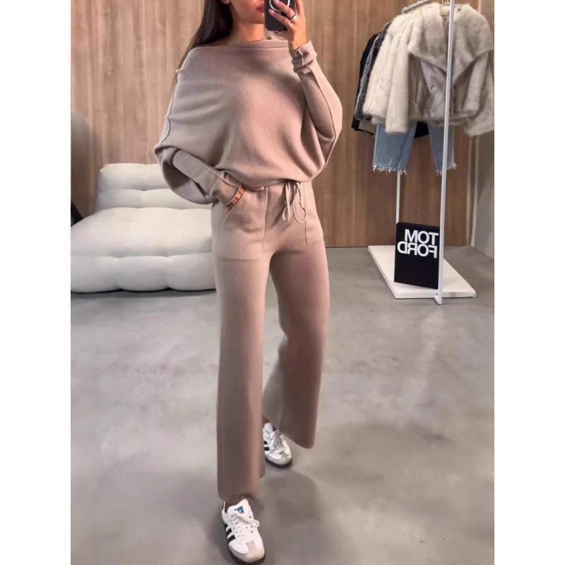 Damen bequeme Loungewear aus weichem Strickmaterial mit weitem Schnitt Heidi-Mode