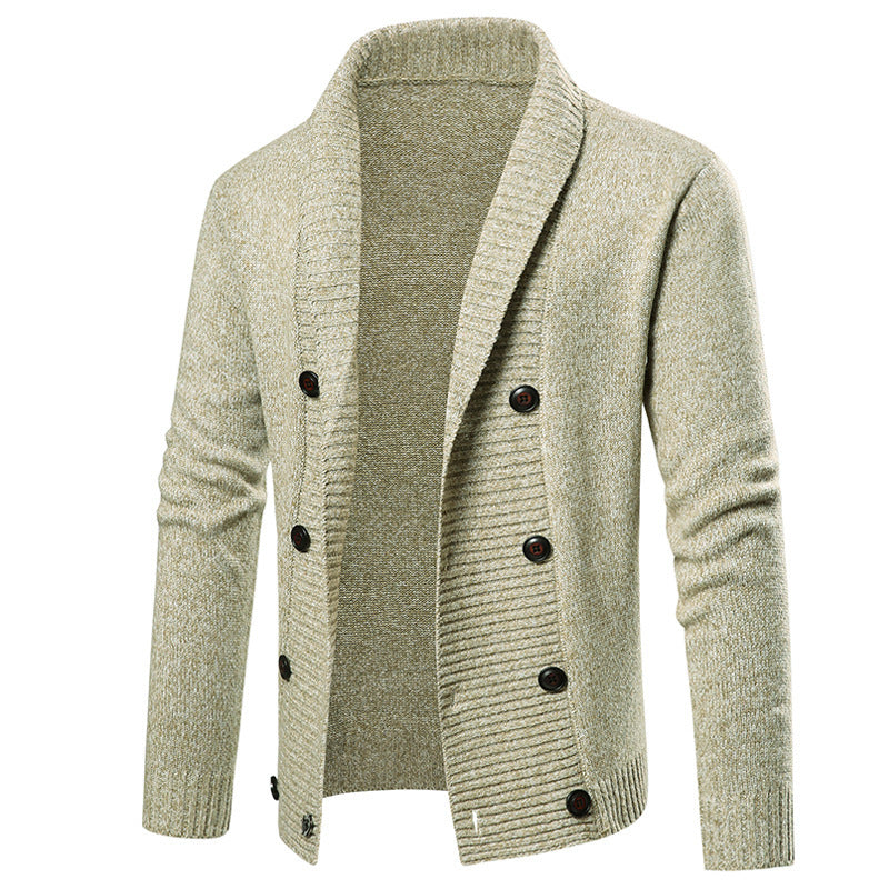 Herren hochwertige Strickjacke mit großem Revers und Knopfdetail Heidi-Mode