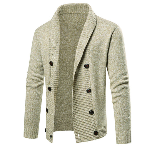 Herren hochwertige Strickjacke mit großem Revers und Knopfdetail Heidi-Mode