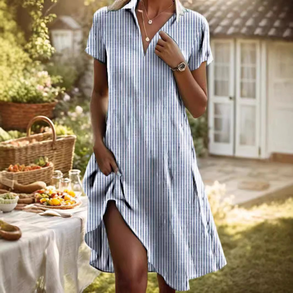 Damen Frischblumen-Hemdkleid mit Knopfverschluss und lässigem Schnitt Heidi-Mode