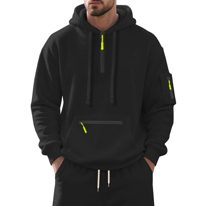 Herren funktionaler Kapuzenpullover mit Reißverschluss und seitlichen Taschen Heidi-Mode