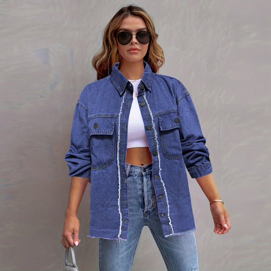 Damen Jeansjacke mit lässigem Schnitt und großen Taschen Heidi-Mode