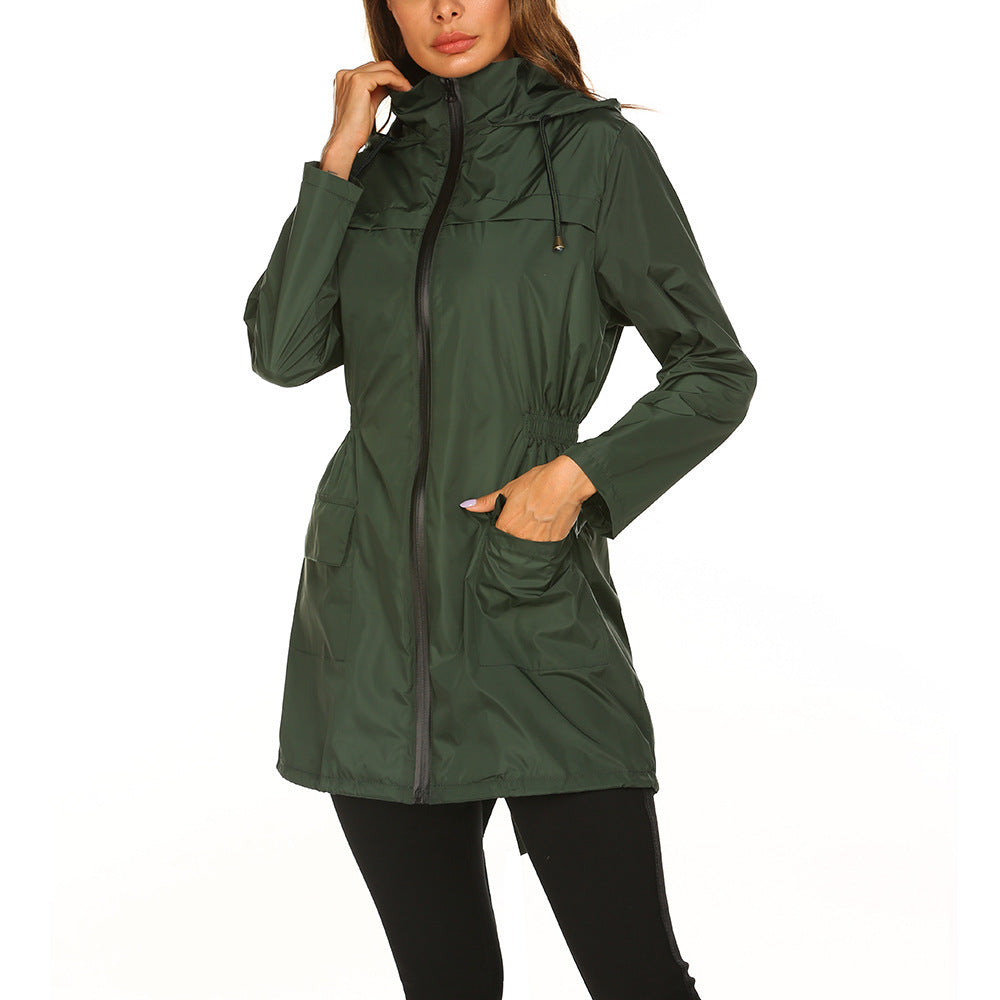 Damen Outdoor-Jacke mit verstellbarer Kapuze und elastischem Bund Heidi-Mode