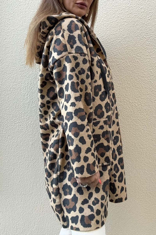 Damen modische Kapuzenjacke mit Leo-Muster Heidi-Mode