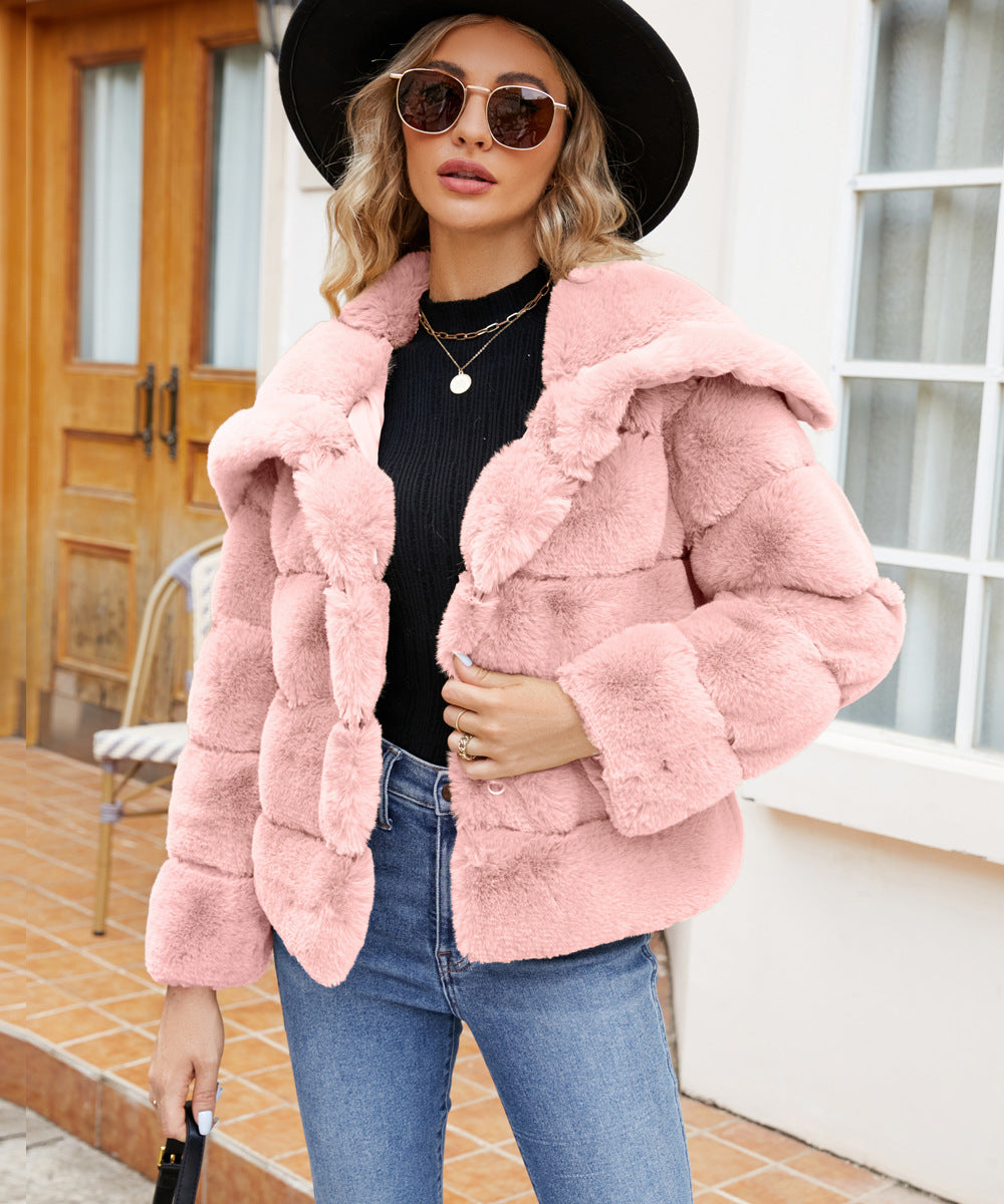 Damen Fleece-Puffjacke mit Kapuze Heidi-Mode