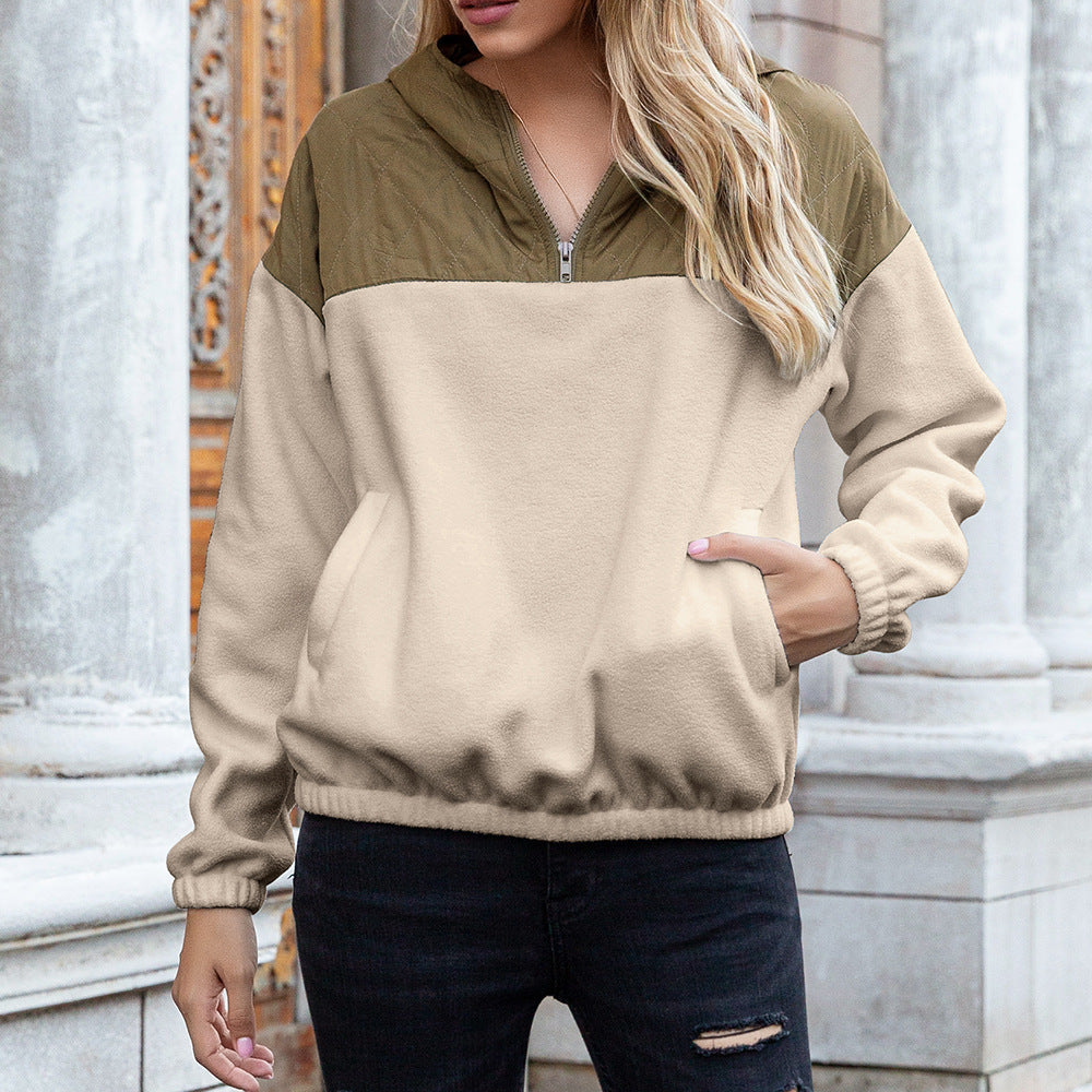 Damen kuschelige Fleecejacke mit Kapuze und praktischen Taschen Heidi-Mode