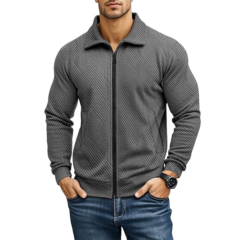 Herren bequeme und stylische Kapuzenjacke mit strukturiertem Gewebe Heidi-Mode