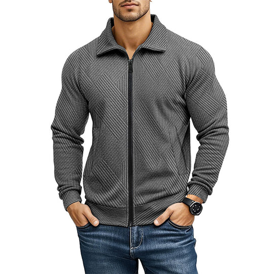 Herren bequeme und stylische Kapuzenjacke mit strukturiertem Gewebe Heidi-Mode