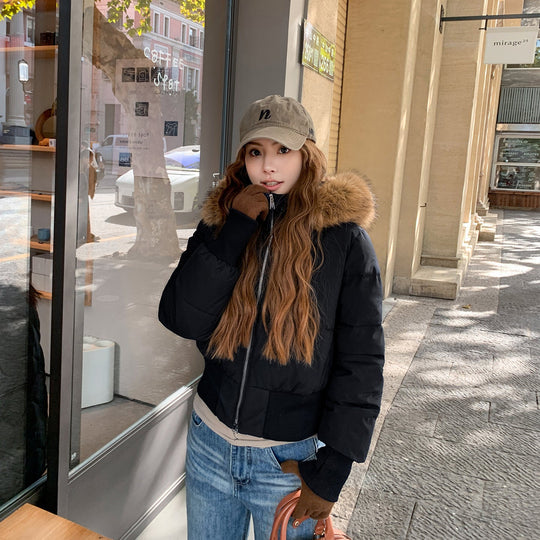 Warm Leicht Gesteppt Abnehmbare Kapuze Winterjacke Damen | Heidi-Mode